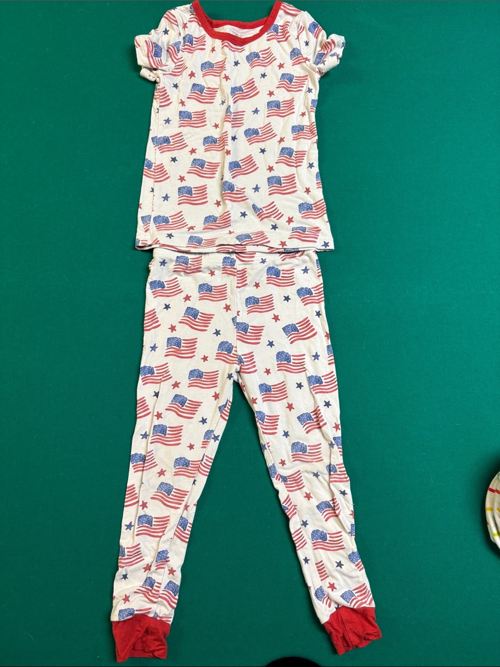 Caden Lane Red, White & Blue Flag Print Kids Pajama Set